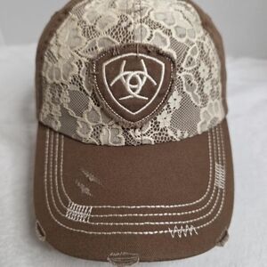 Ariat Biohazard Adjustable Hat Cap Distressed With Lace M&F Western Products